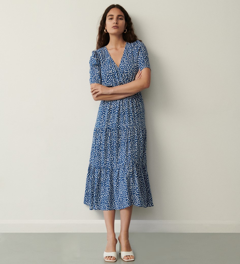 Amara Blue Leopard Midi Dress