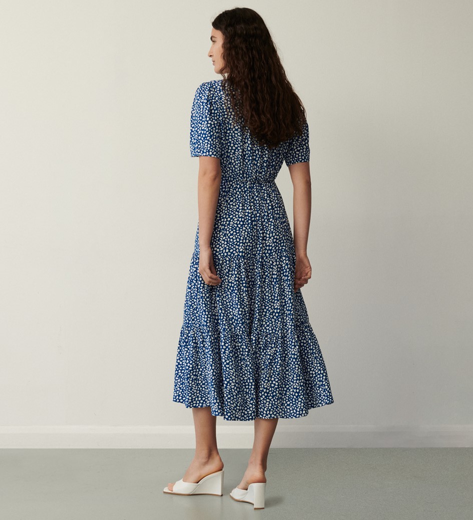 Amara Blue Leopard Midi Dress