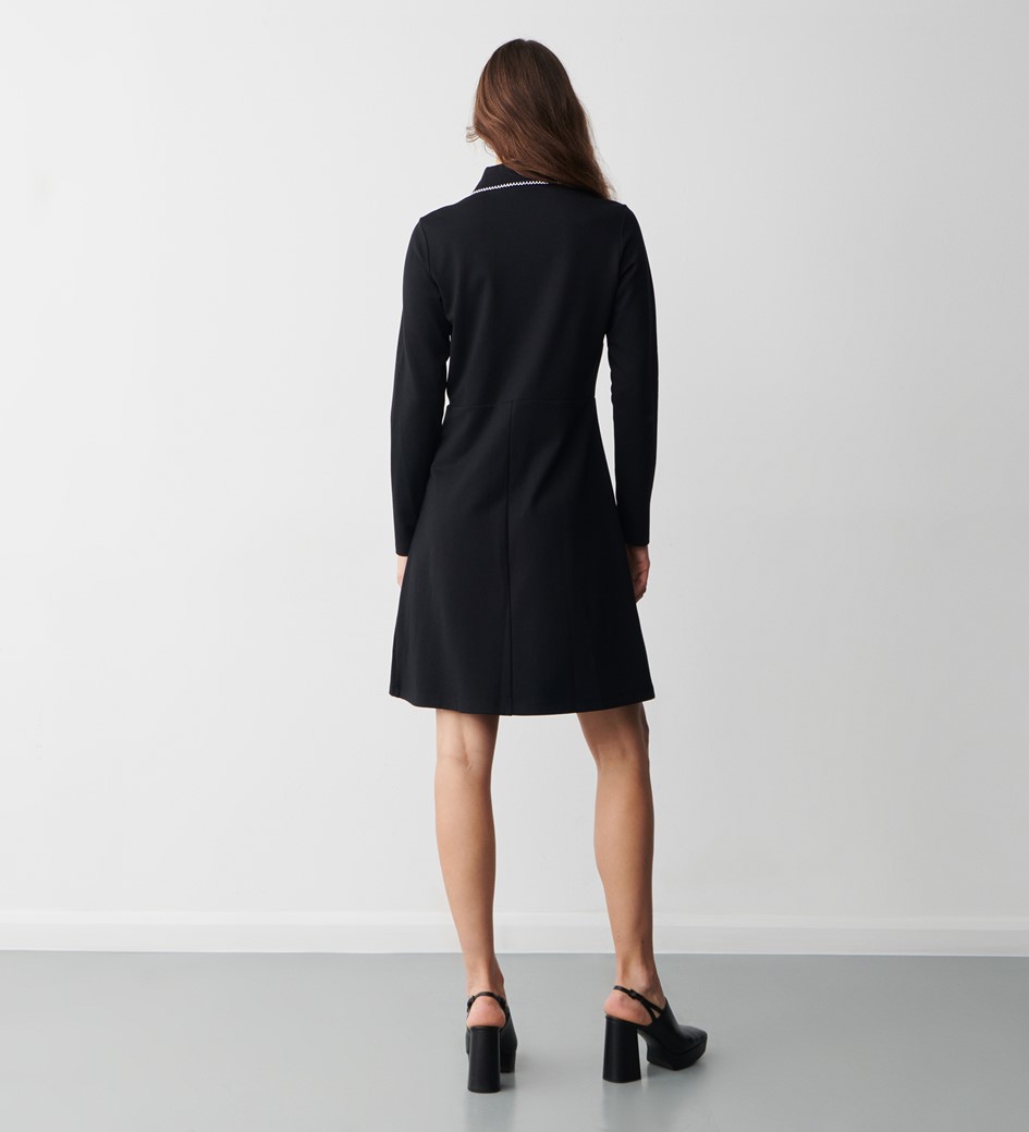 Elin Black Ponte Jersey Knee Length Dress