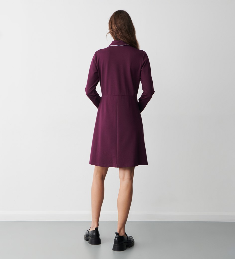 Elin Purple Ponte Jersey Knee Length Dress