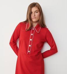 Elin Red Ponte Jersey Knee Length Dress