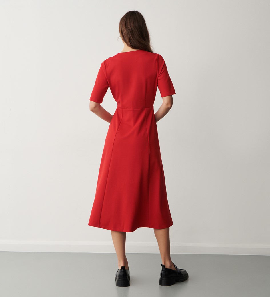Lillis Red Ponte Jersey Midi Dress