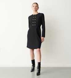Clara Black Ponte Jersey Knee Length Dress