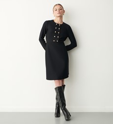 Clara Black Ponte Jersey Knee Length Dress