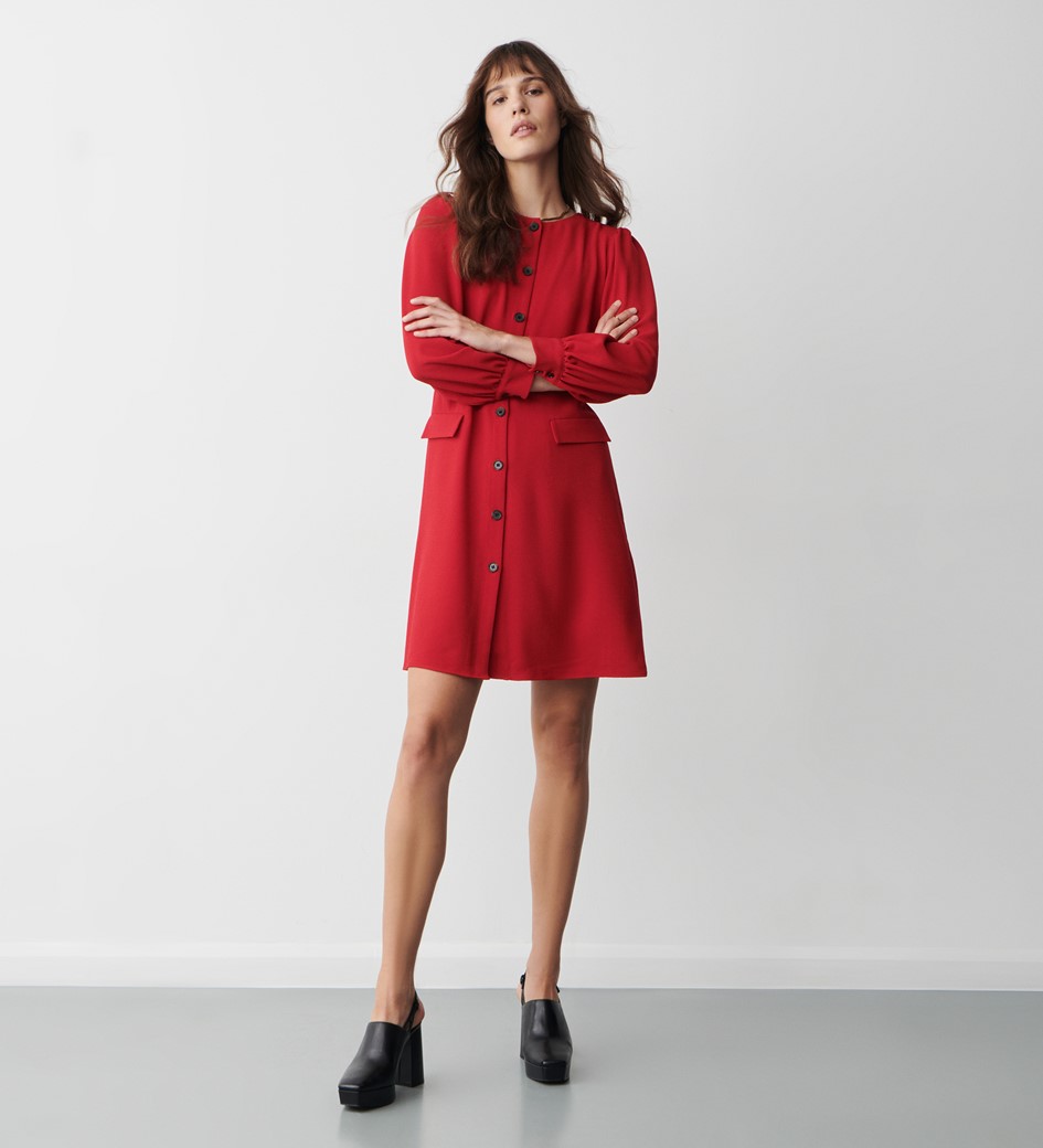 Cinzia Red Knee Length Dress