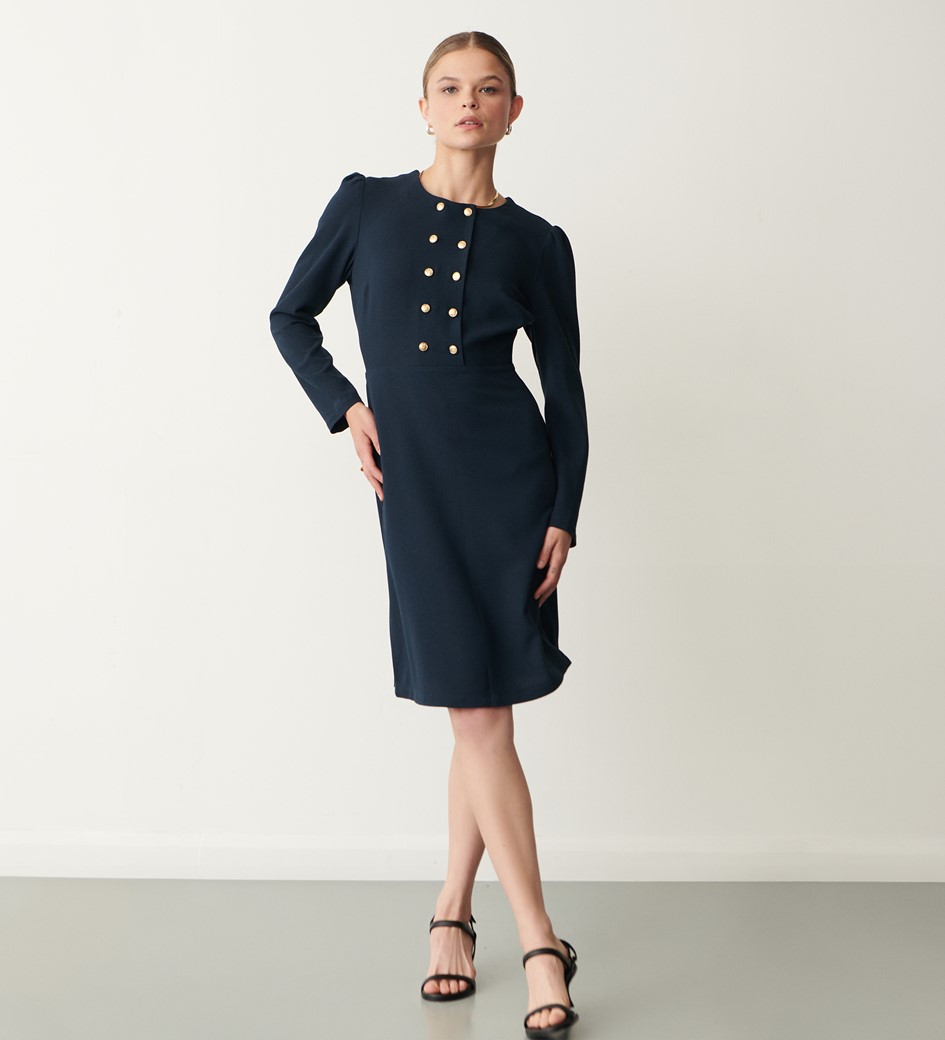 Tally Navy Knee Length Dress