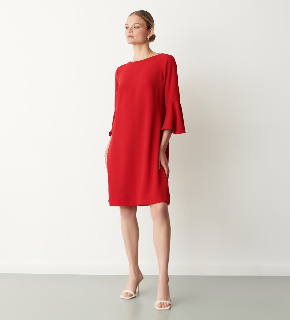Izzy Red Knee Length Dress | Finery London