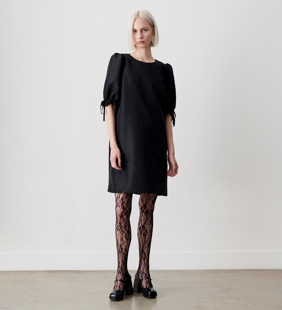 Ailish Black Taffeta Knee Length Dress