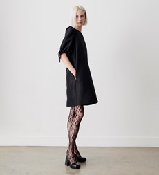 Ailish Black Taffeta Knee Length Dress