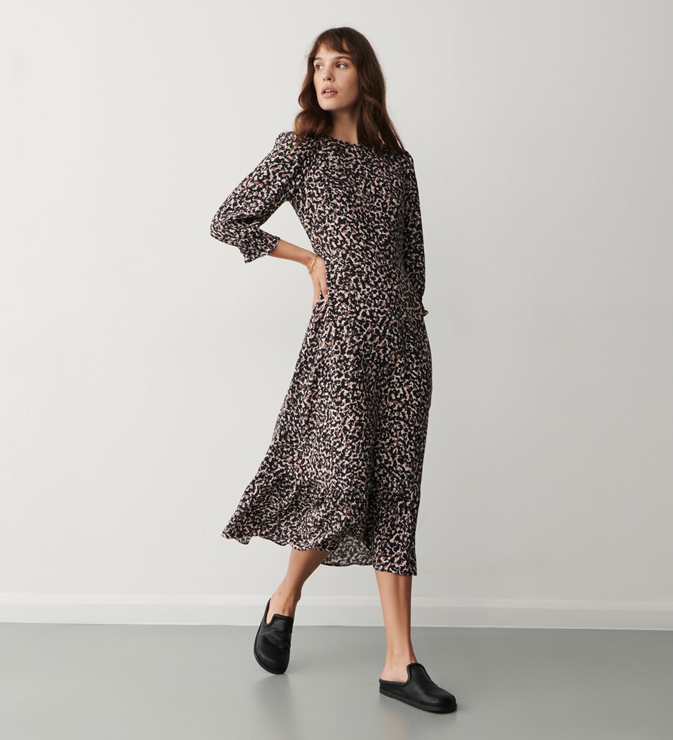 Erica Leopard Flecks Midi Dress