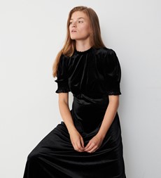 Marina Black Velvet Midi Dress