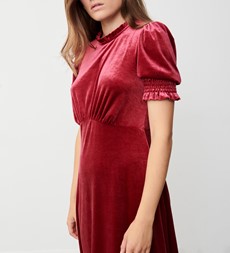 Marina Burgundy Velvet Midi Dress