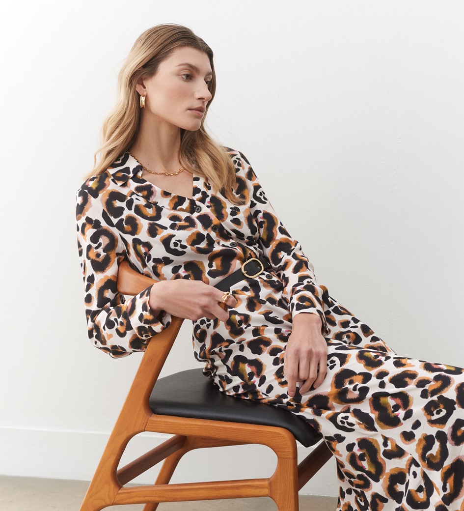 Isla Leopard Print Midi Dress