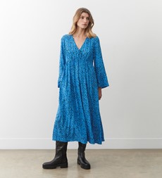Laura Blue Animal Print Midi Dress