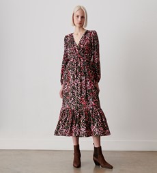 Suzie Pink Leopard Midi Dress | Finery London