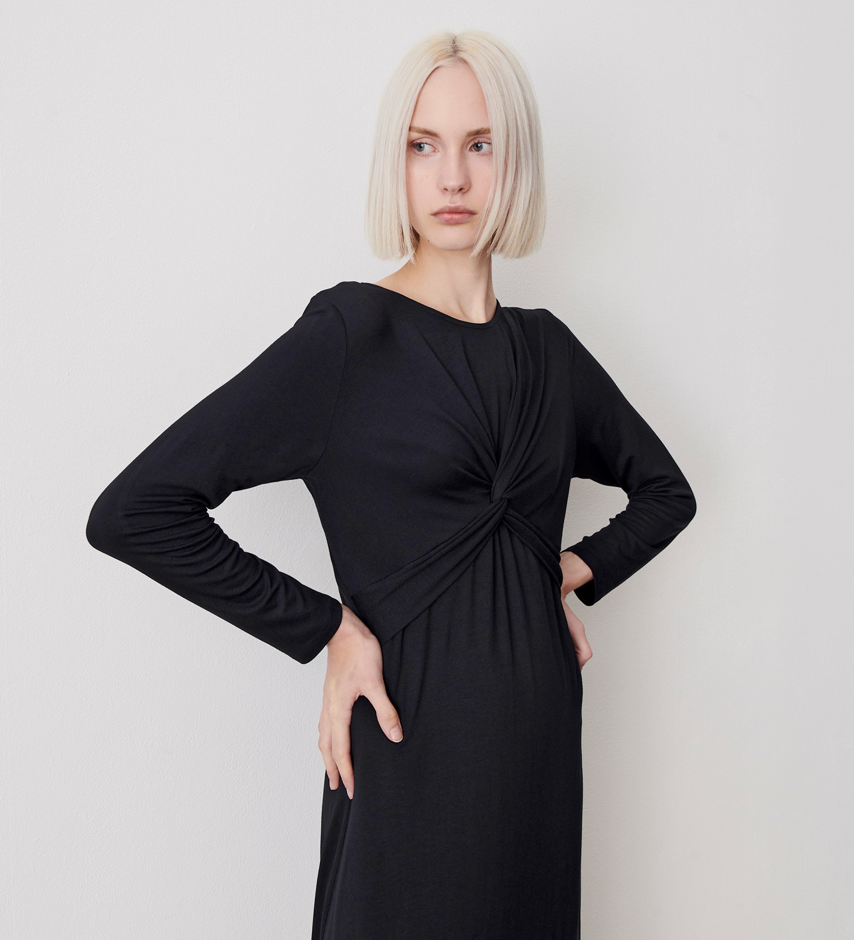 Sofia Midi Black Dress | Finery London