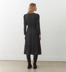 Olesia Black Spot Midi Dress