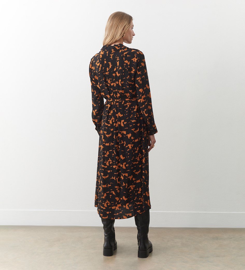 Isla Brown Abstract Midi Dress