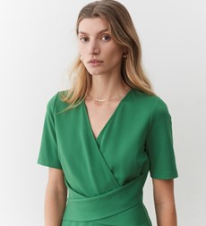 Olivia Green Ponte Jersey Midi Dress