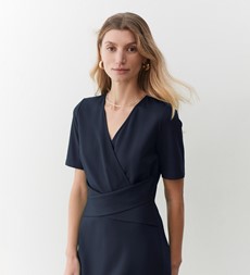 Olivia Navy Ponte Jersey Midi Dress