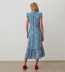Hannah Blue Leopard Midi Dress