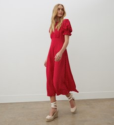 Mela Red Spot Midi Dress