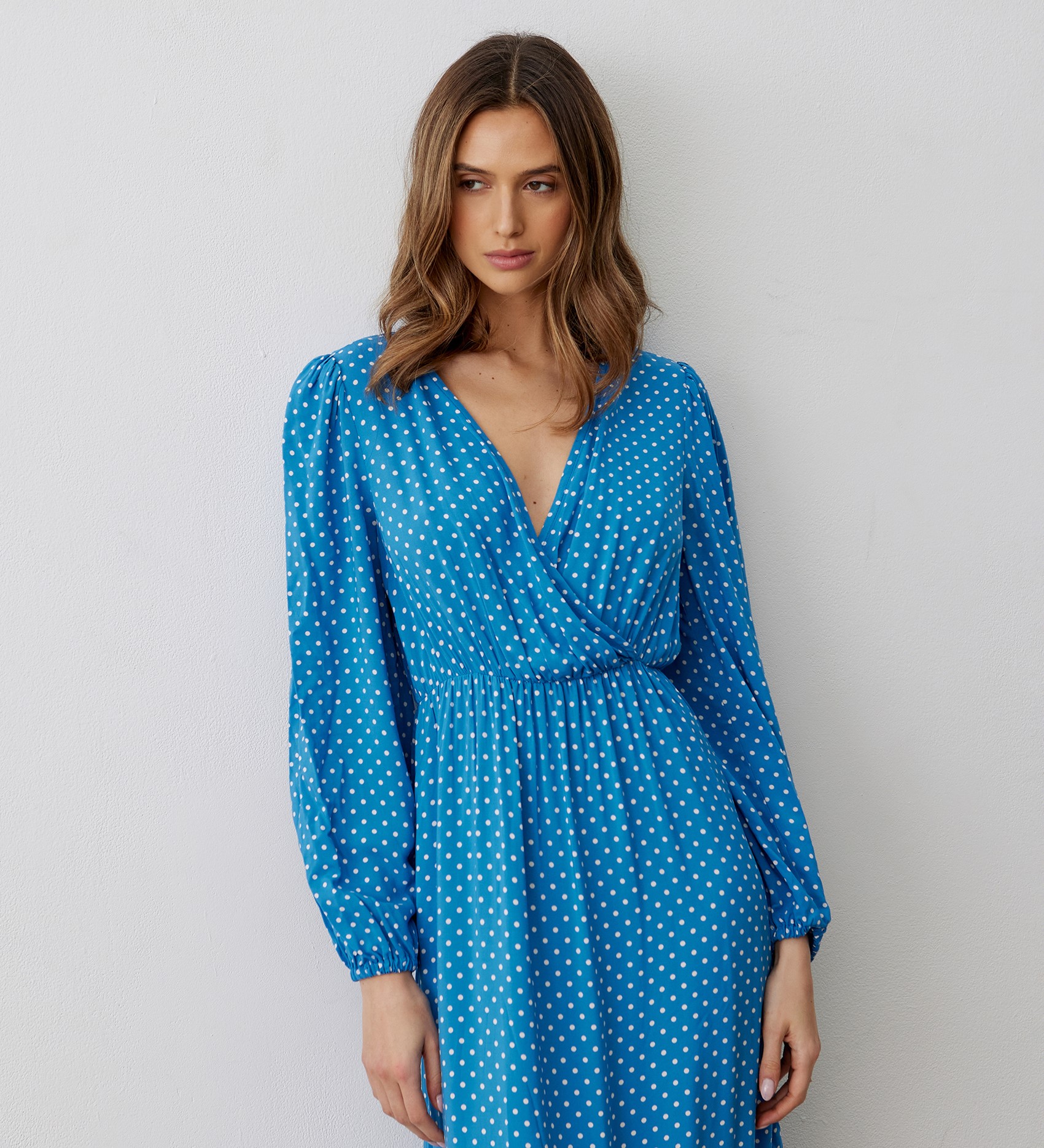 Suzie Blue Spot Midi Dress Finery London
