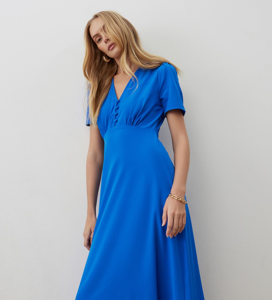 Nieve Bright Blue Midi Dress