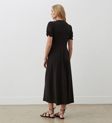 Blithe Black Crepe Midi Dress
