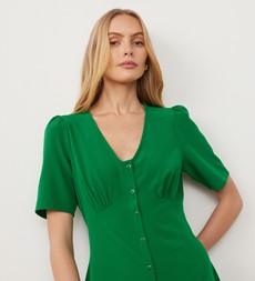 Savannah Green Crepe Midi Dress