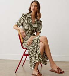 Danica Green Striped Midi Dress 