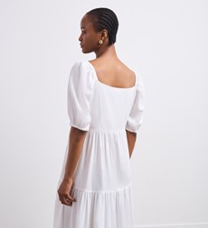 Jane White Linen Blend Midi Dress
