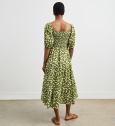 Melody Green Ikat Cotton Midi Dress