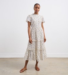 Jane White Floral Broderie Anglaise Cotton Midi Dress