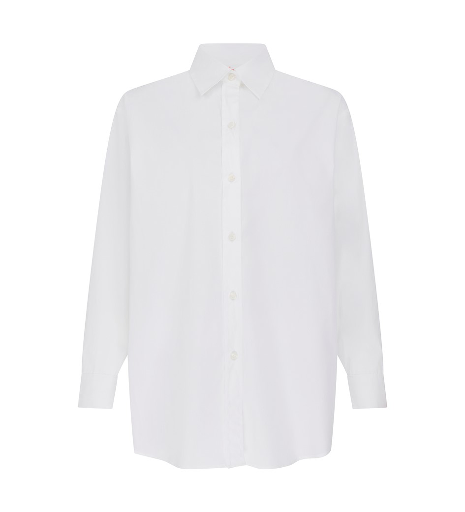Jane Stretch Cotton Loose Fit White Shirt