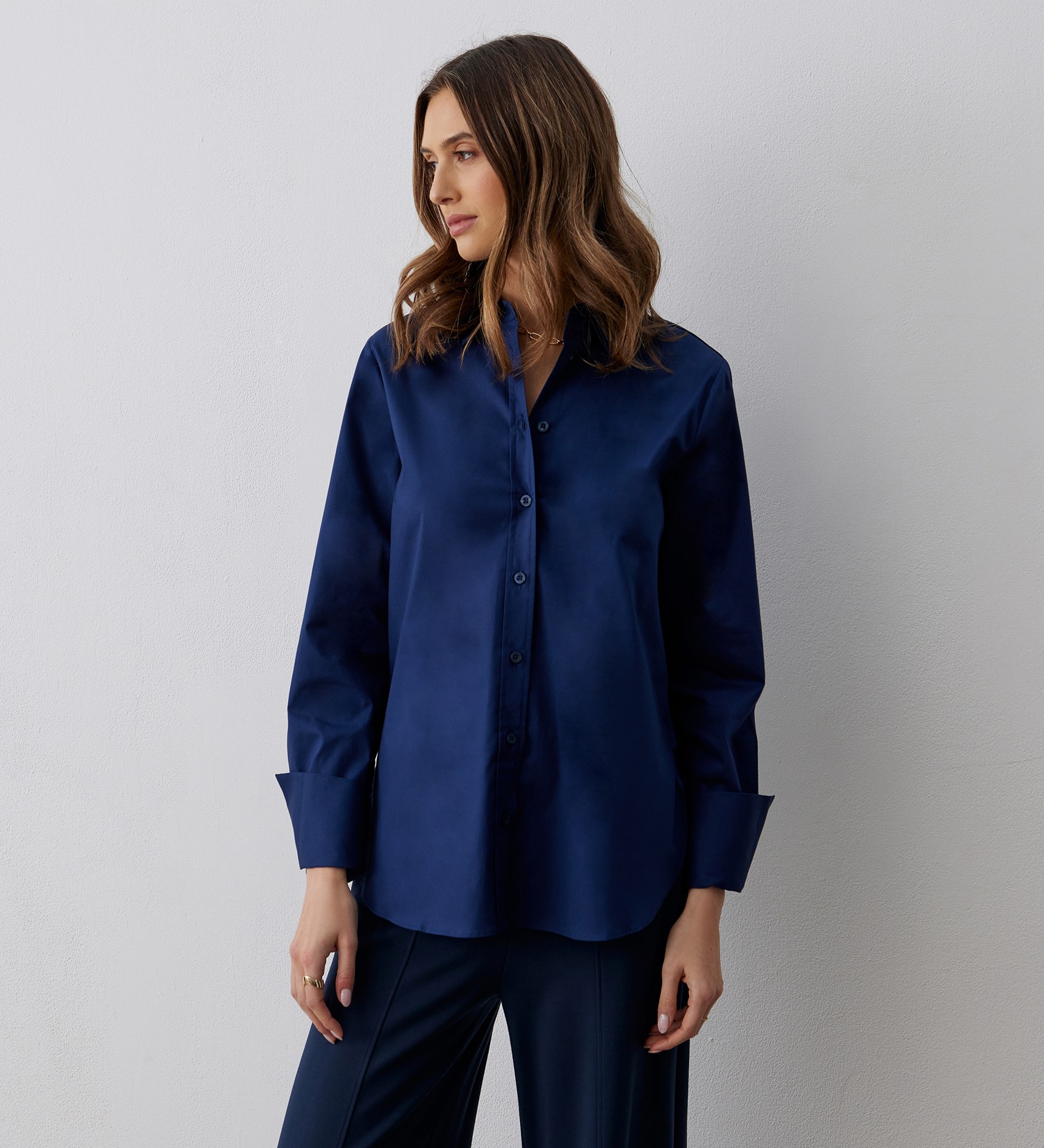 Finery Dillon Navy Cotton Shirt