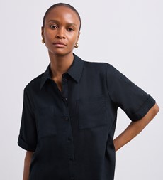 Cora Black Linen Blend Shirt