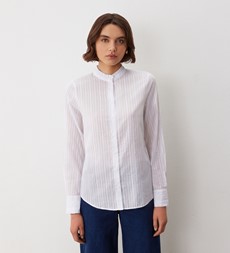 Megan White Cotton Stripe Shirt