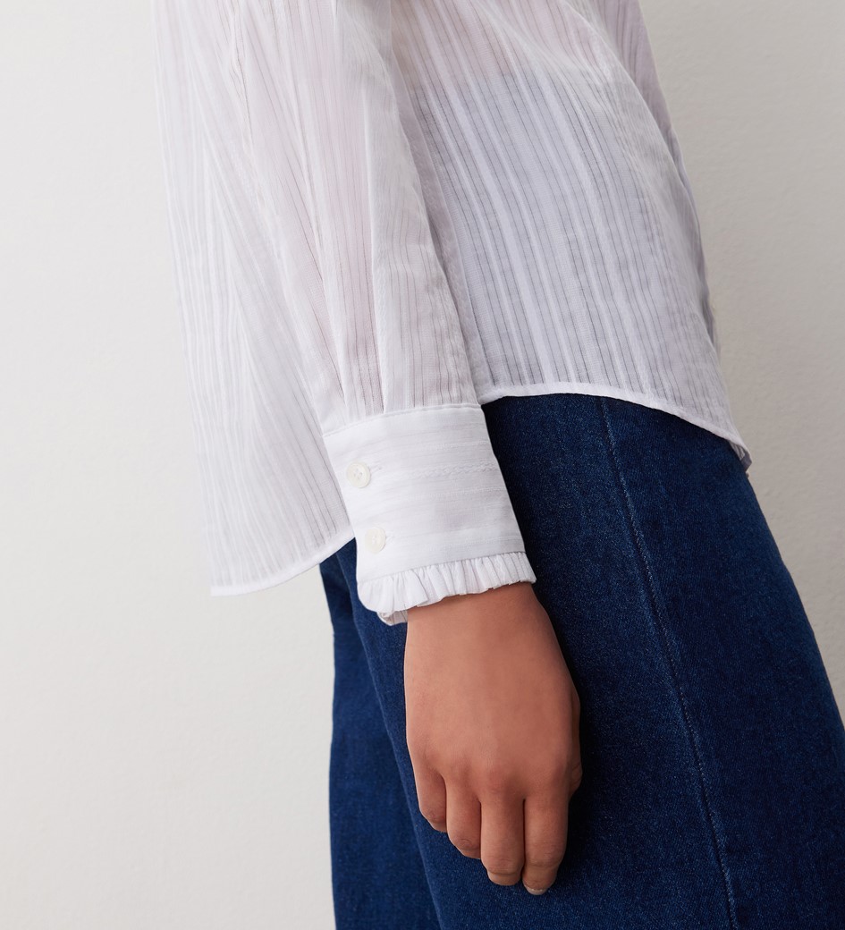 Megan White Cotton Stripe Shirt