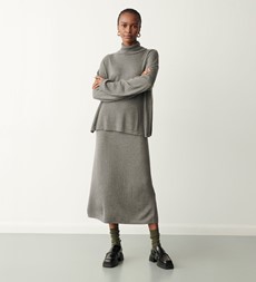 Thea Grey Marle Knitted Midi Skirt