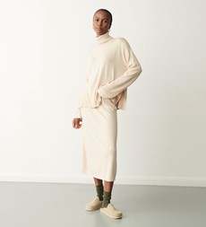 Thea Pale Oatmeal Knitted Midi Skirt