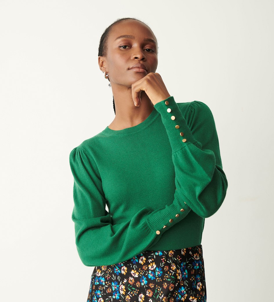 Avery Green Knitted Crew Jumper