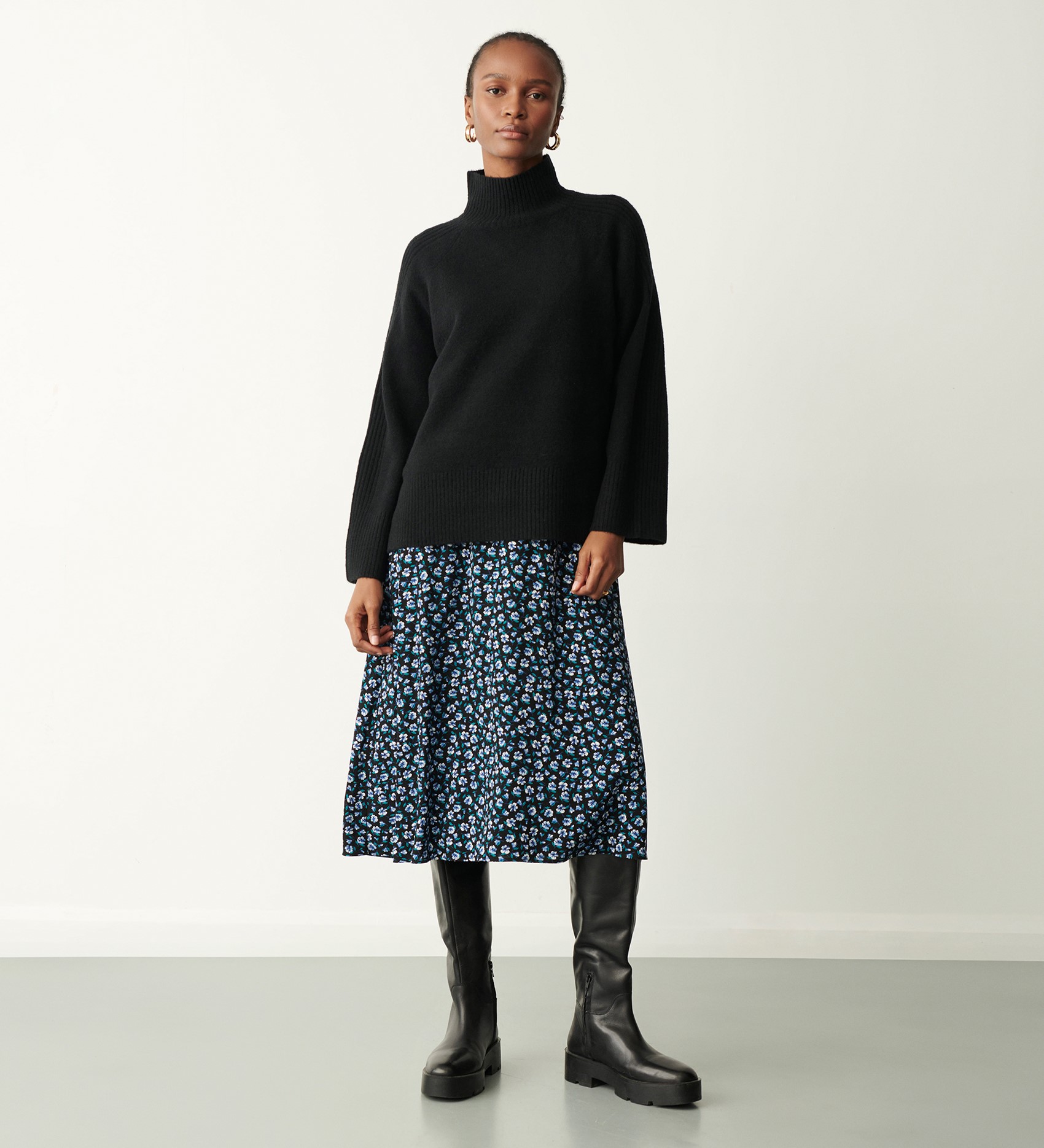 Melanie Black High Neck Jumper | Finery London