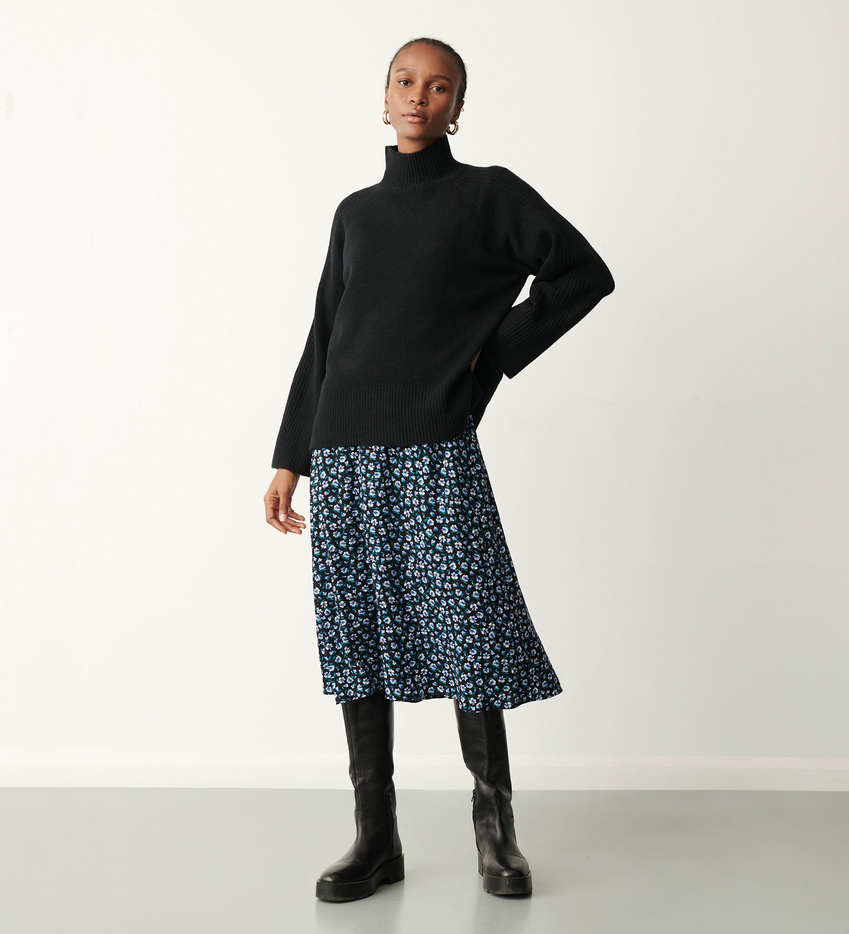 Melanie Black High Neck Jumper | Finery London