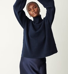 Melanie Navy High Neck Jumper