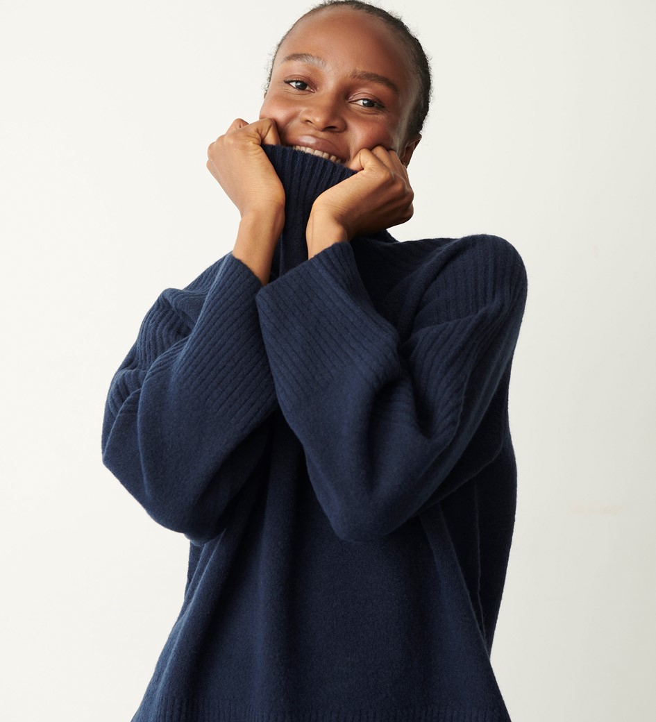 Melanie Navy High Neck Jumper