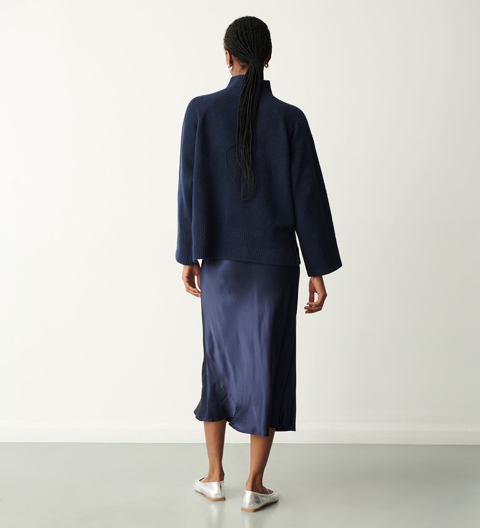 Melanie Navy High Neck Jumper