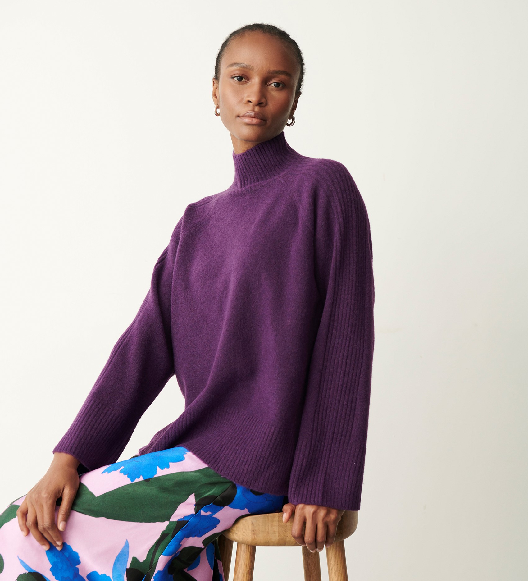 Melanie Purple High Neck Jumper | Finery London