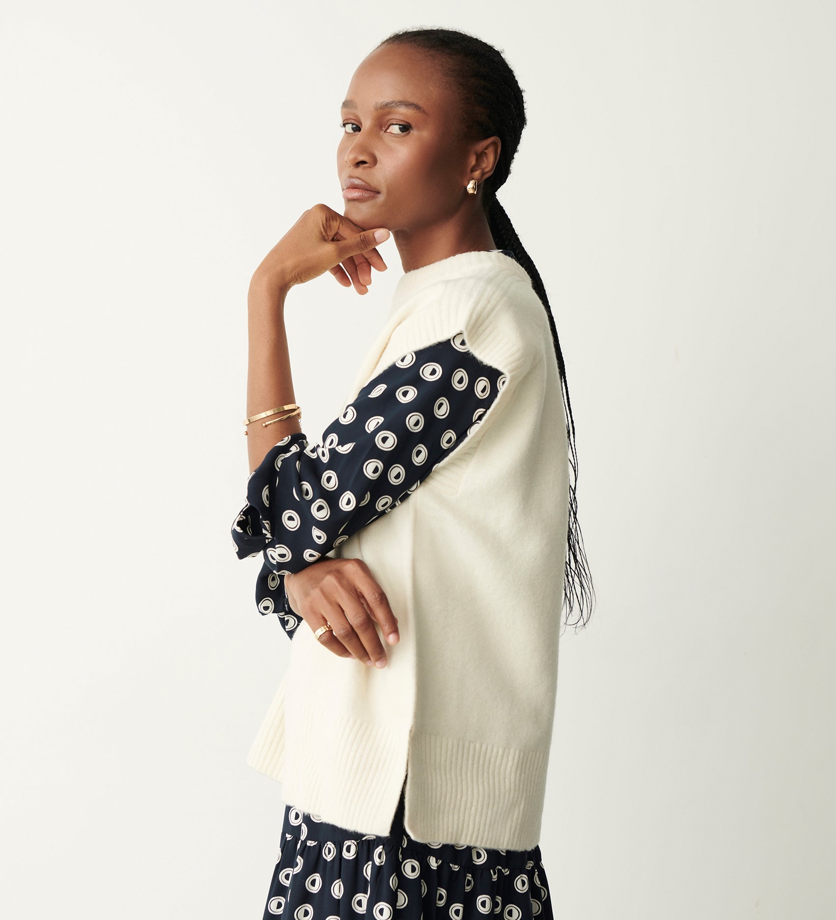 Ava Ivory Knitted Vest | Finery London