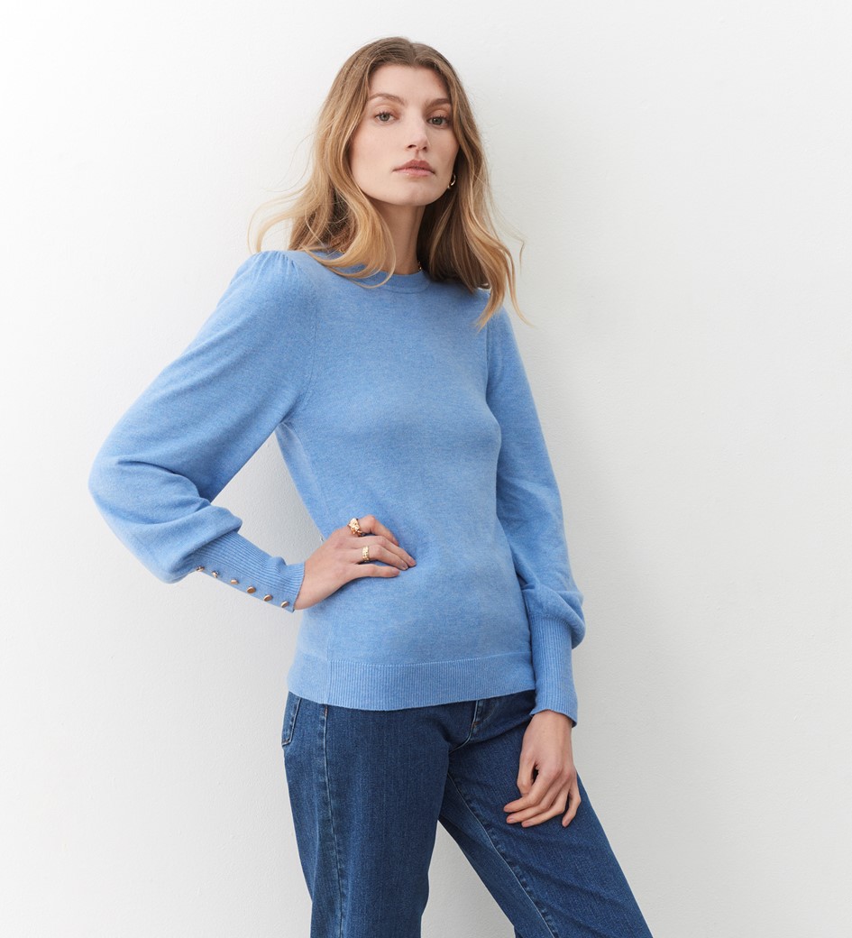 Avery Pale Blue Knitted Crew Jumper